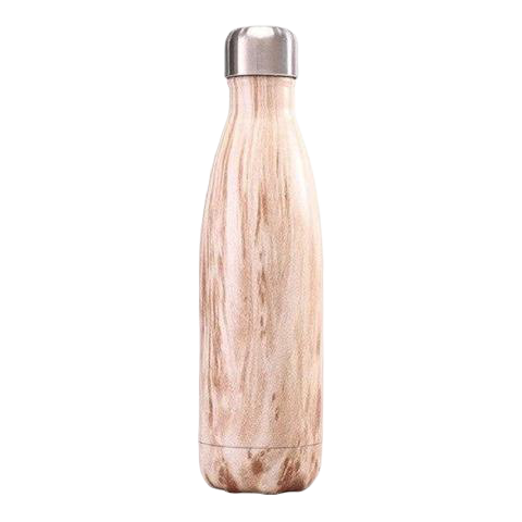 Gourde bois brut en acier inoxydable